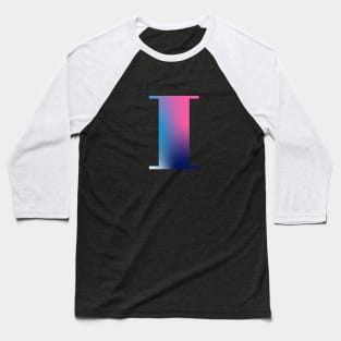 Capital Letter I Monogram Gradient Pink Blue White Baseball T-Shirt